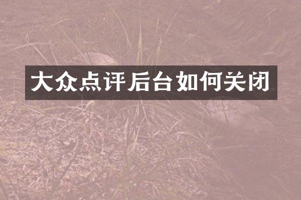 大众点评后台如何关闭