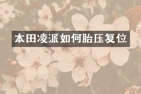 本田凌派如何胎压复位