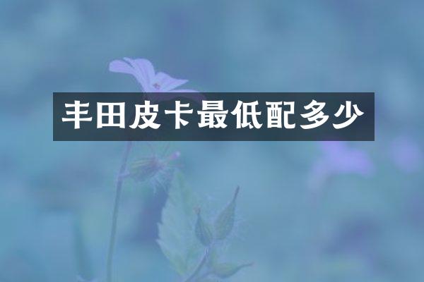 丰田皮卡最低配多少