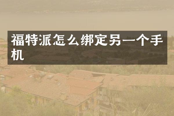 福特派怎么绑定另一个手机