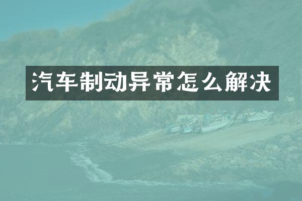 汽车制动异常怎么解决