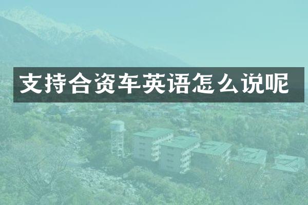 支持合资车英语怎么说呢