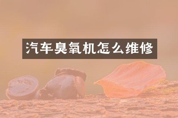 汽车臭氧机怎么维修