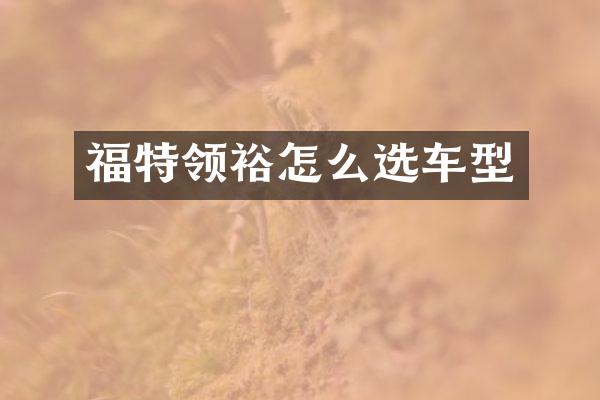 福特领裕怎么选车型