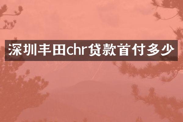 深圳丰田chr贷款首付多少