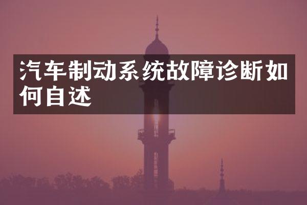 汽车制动系统故障诊断如何自述