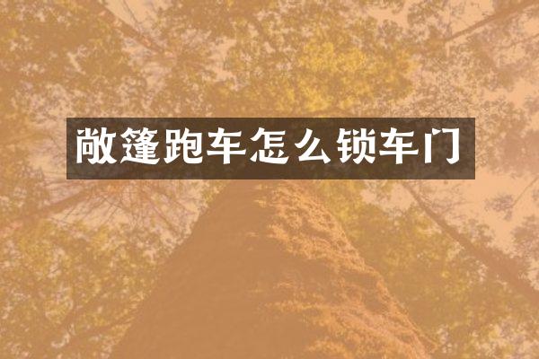 敞篷跑车怎么锁车门