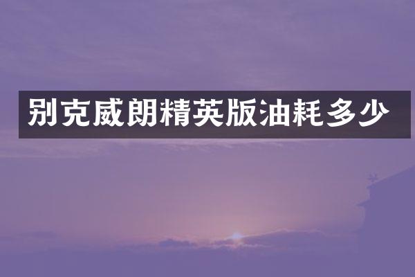 别克威朗精英版油耗多少