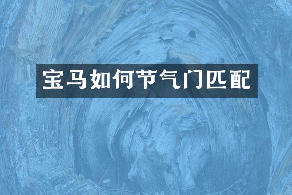 宝马如何节气门匹配
