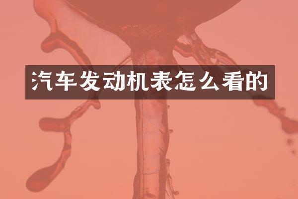 汽车发动机表怎么看的