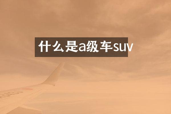 什么是a级车suv