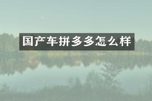 国产车拼多多怎么样