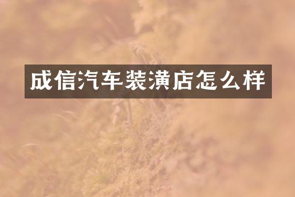 成信汽车装潢店怎么样