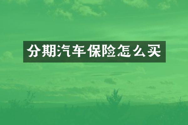 分期汽车保险怎么买