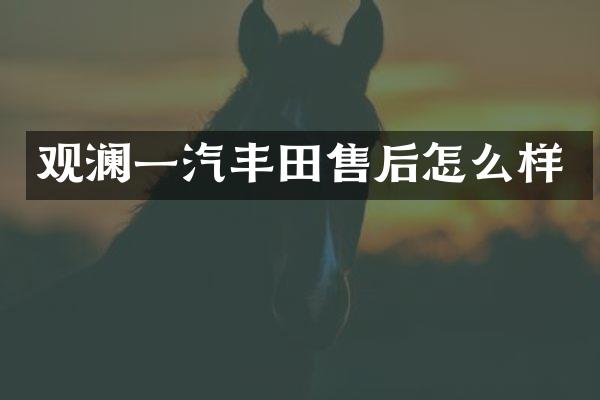 观澜一汽丰田售后怎么样