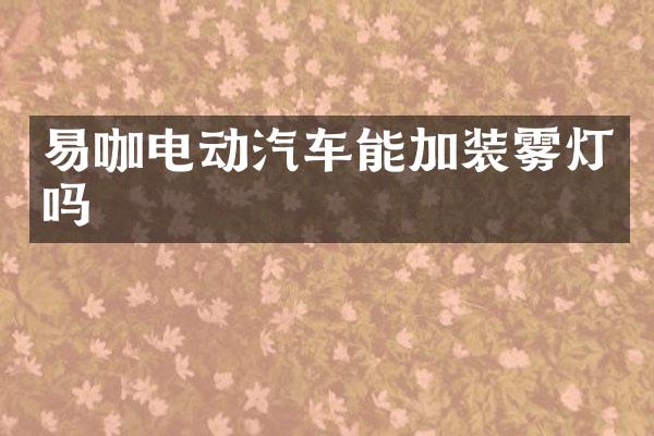 易咖电动汽车能加装雾灯吗