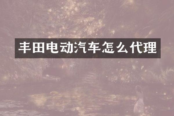 丰田电动汽车怎么代理