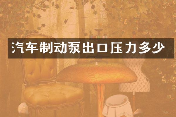 汽车制动泵出口压力多少