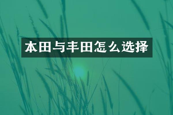 本田与丰田怎么选择
