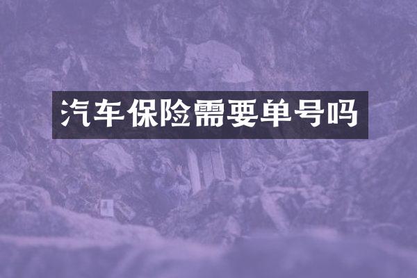 汽车保险需要单号吗