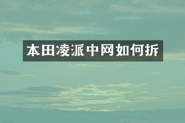 本田凌派中网如何拆