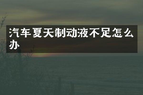 汽车夏天制动液不足怎么办