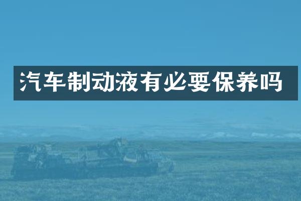 汽车制动液有必要保养吗