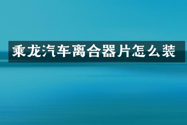 乘龙汽车离合器片怎么装