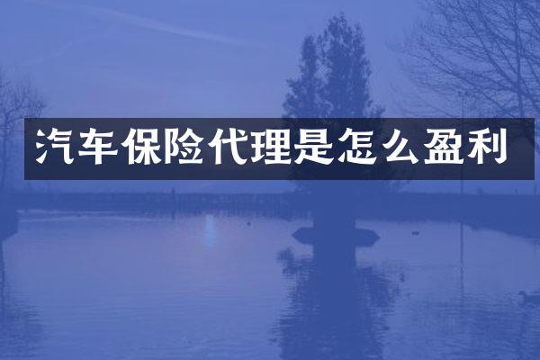 汽车保险代理是怎么盈利