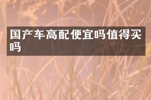国产车高配便宜吗值得买吗
