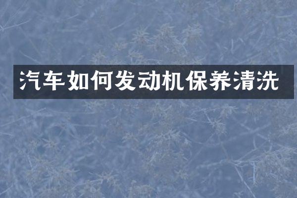 汽车如何发动机保养清洗