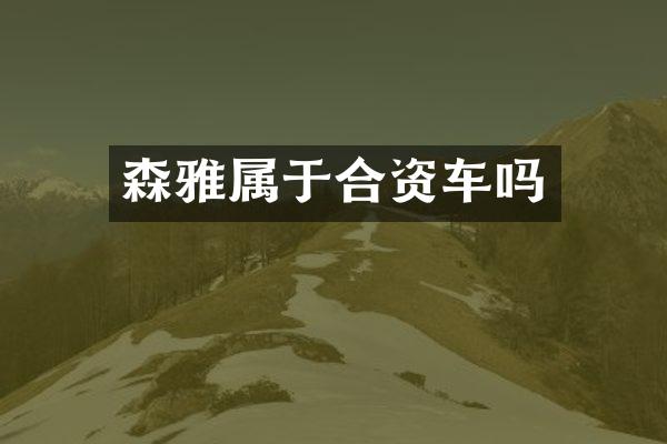 森雅属于合资车吗
