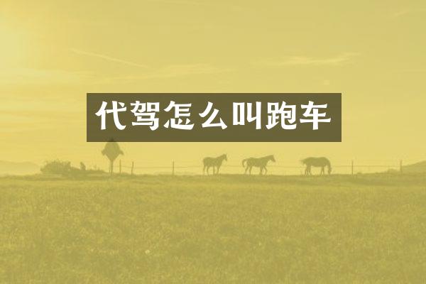 代驾怎么叫跑车