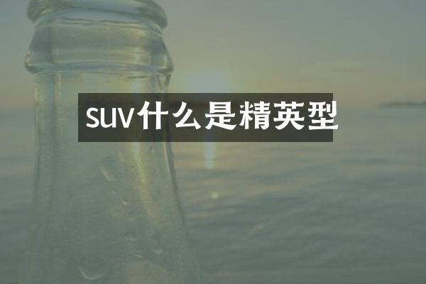 suv什么是精英型