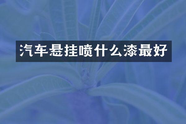 汽车悬挂喷什么漆最好