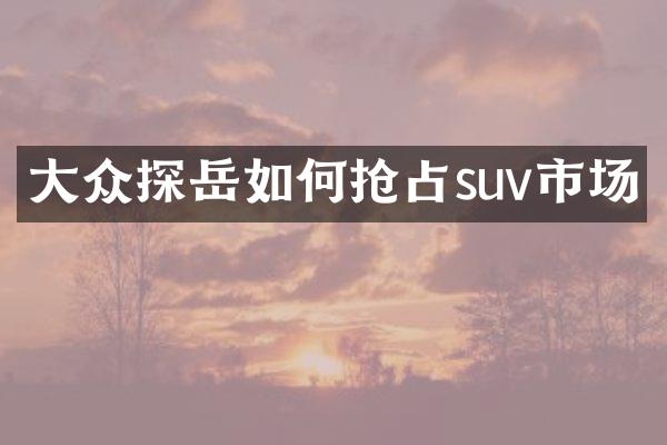 大众探岳如何抢占suv市场