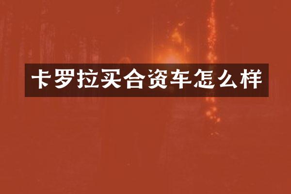 卡罗拉买合资车怎么样