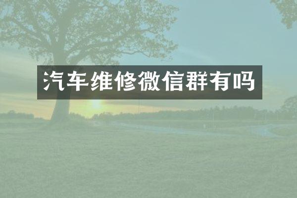 汽车维修微信群有吗