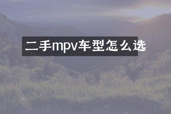 二手mpv车型怎么选