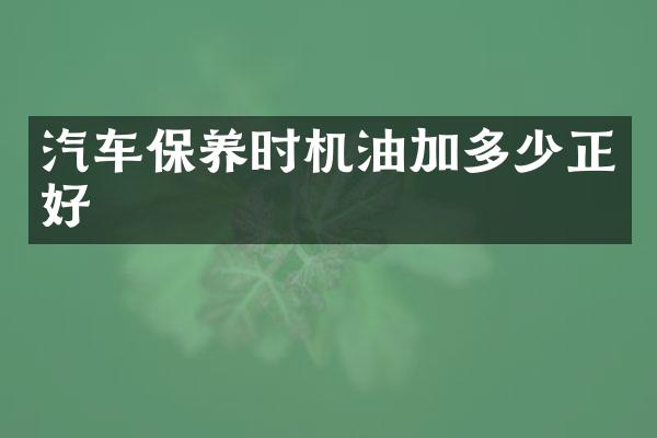 汽车保养时机油加多少正好
