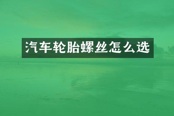 汽车轮胎螺丝怎么选