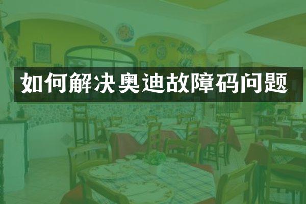 如何解决奥迪故障码问题