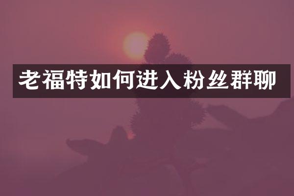老福特如何进入粉丝群聊