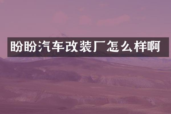 盼盼汽车改装厂怎么样啊