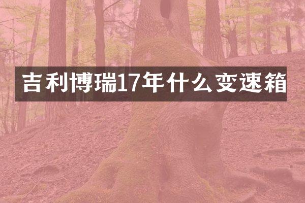 吉利博瑞17年什么变速箱