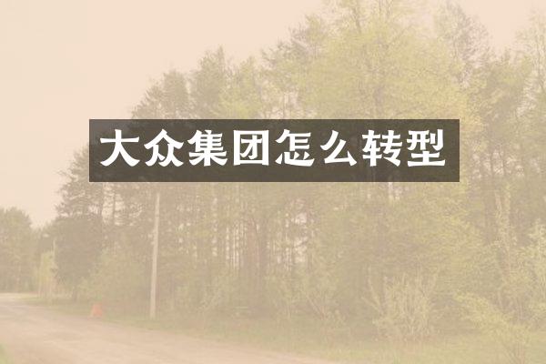 大众集团怎么转型