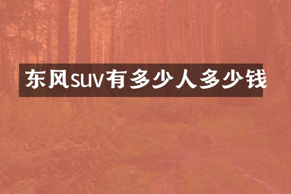 东风suv有多少人多少钱