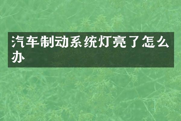 汽车制动系统灯亮了怎么办