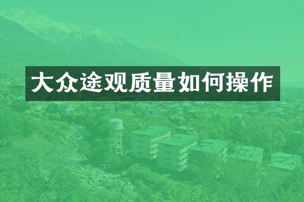 大众途观质量如何操作
