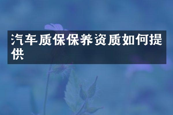 汽车质保保养资质如何提供